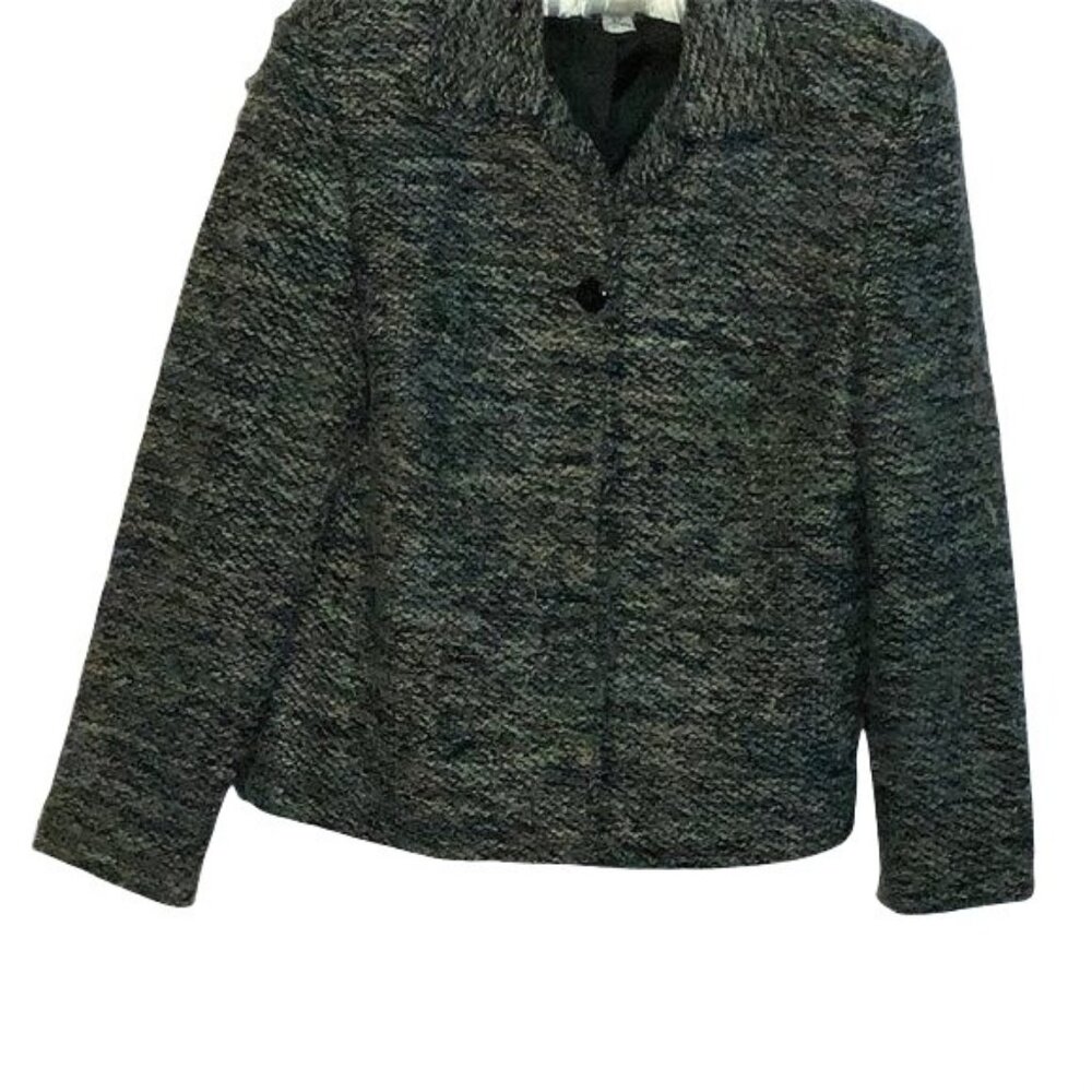 Sag Harbor Petite Womens Tweed Jacket Size 8P Multicolor Textured Style